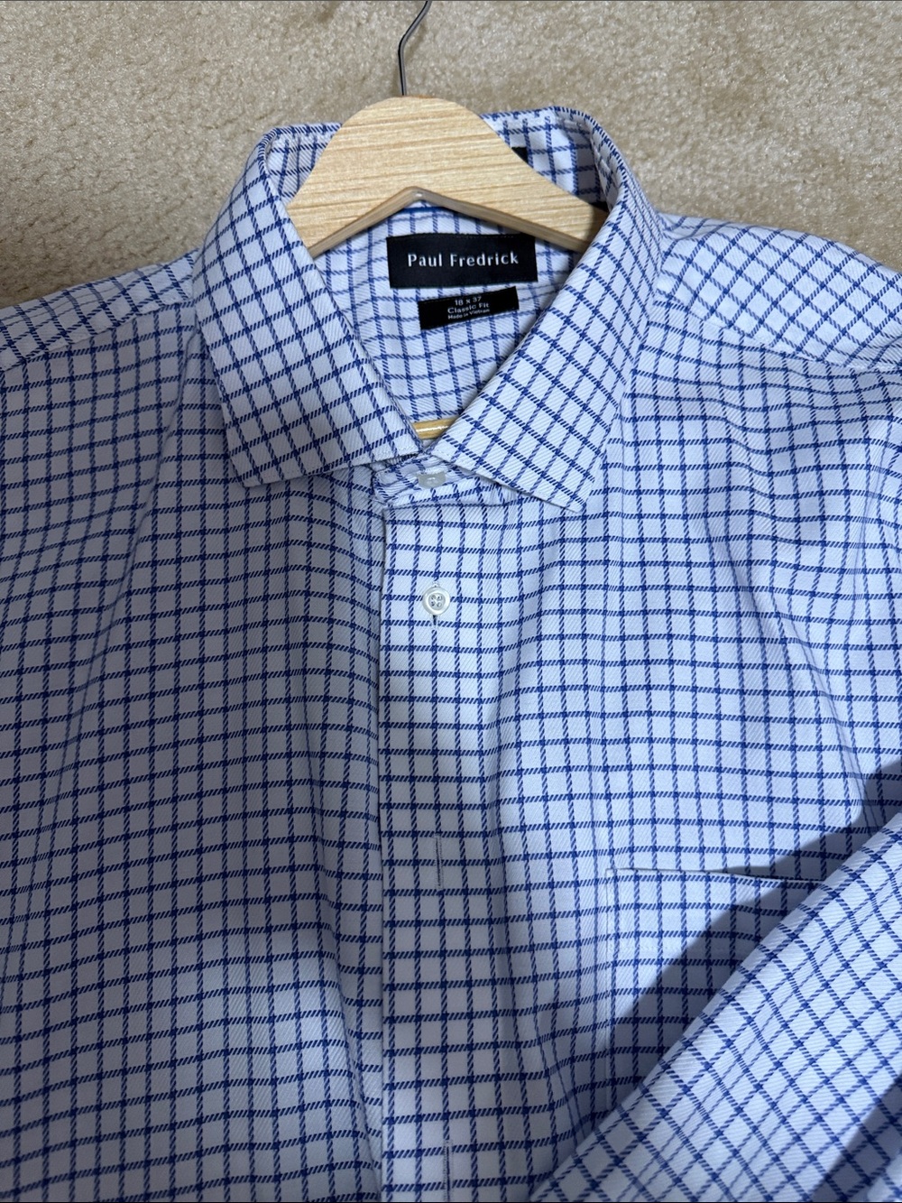 Paul Fredrick Men’s Blue Windowpane Dress Shirt